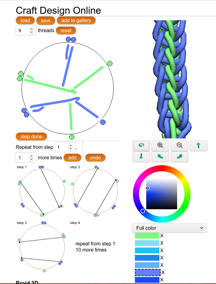 8 Strand Kumihimo Patterns by Color Placement
